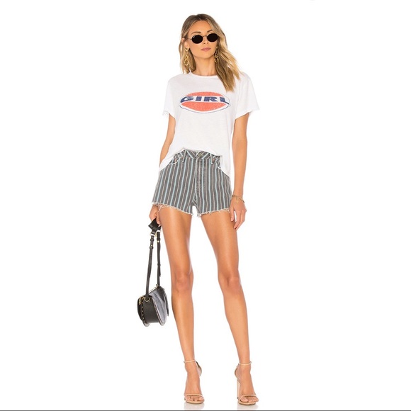 GRLFRND Pants - GRLFRND Cindy High Rise Cut Off Short Taffy Stripe Revolve 25